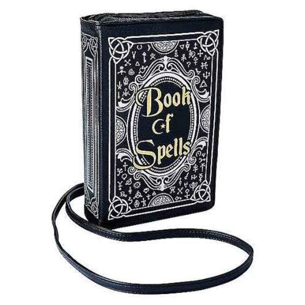Spirit Halloween Book of Spells Crossbody Bag Black Gold Witchy Goth Purse